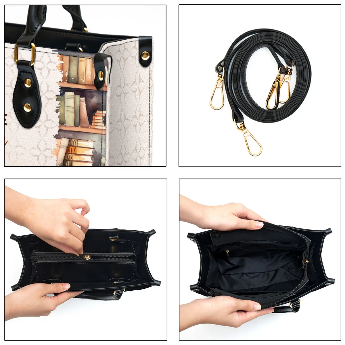 Never Underestimate A Woman Who Loves Reading Books Leather Handbag Book Lovers Gift LHB86