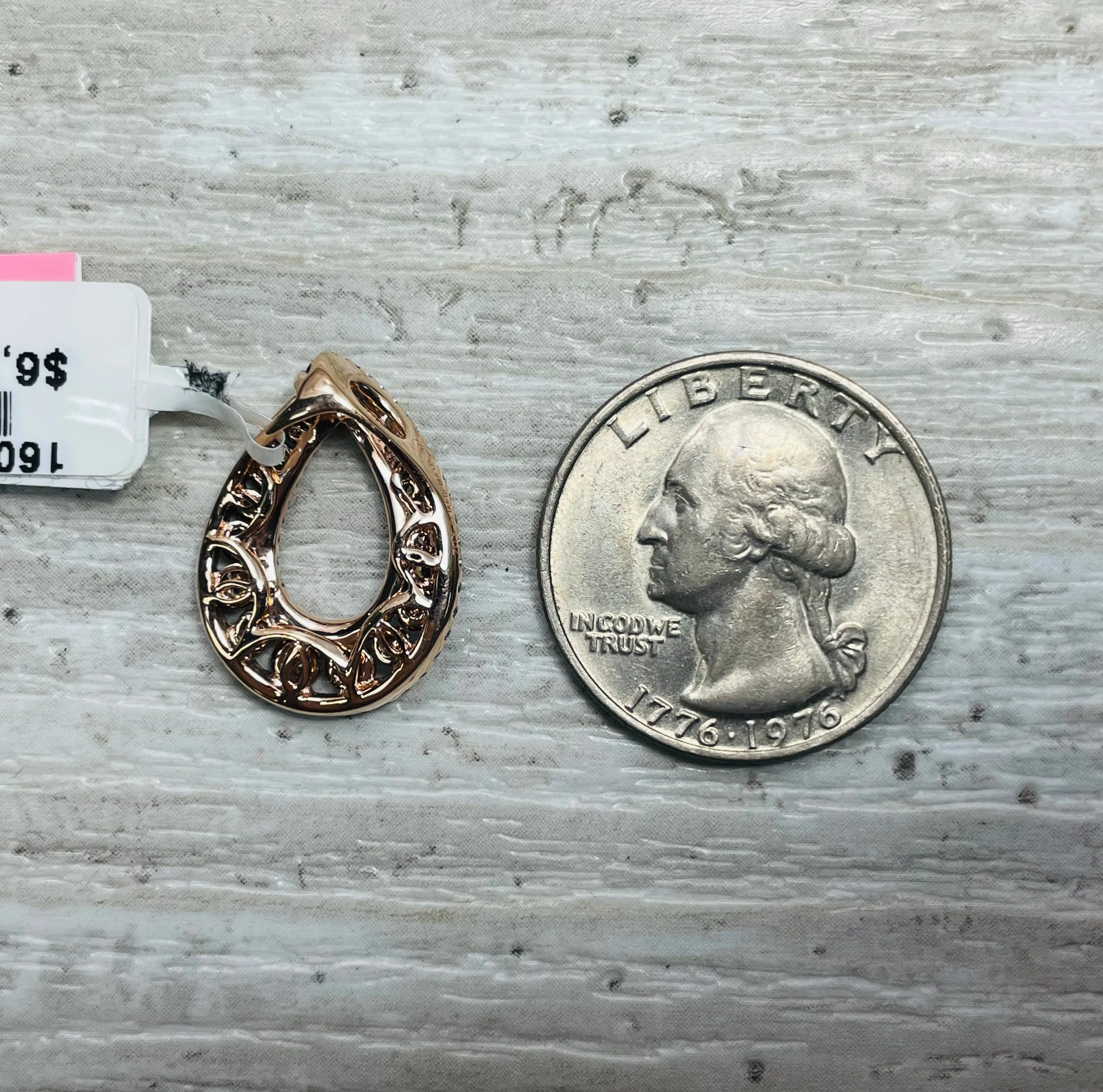 New! 1.18ctw Natural Diamond 14k Rose Gold Pendant