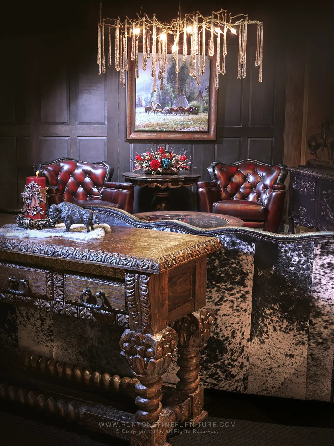 Nile Clemson Leather Swivel Chair