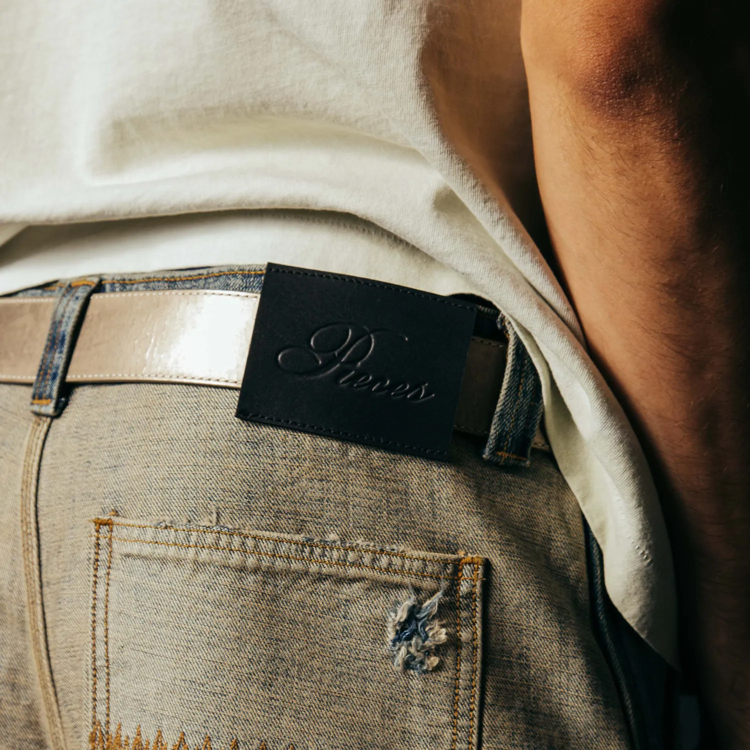 Pieces Harvey Split Carpenter Short Washed Indigo