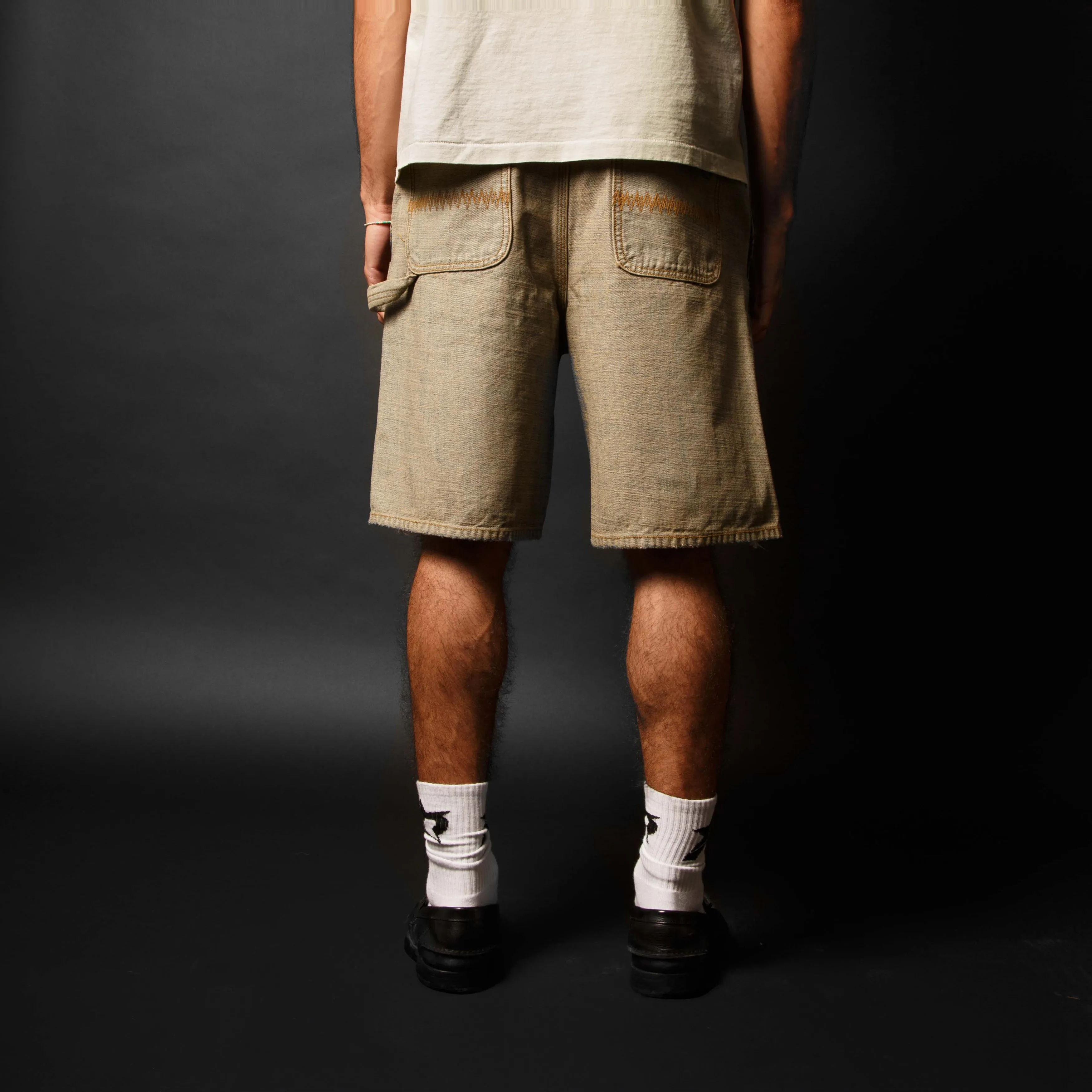 Pieces Harvey Split Carpenter Short Washed Indigo