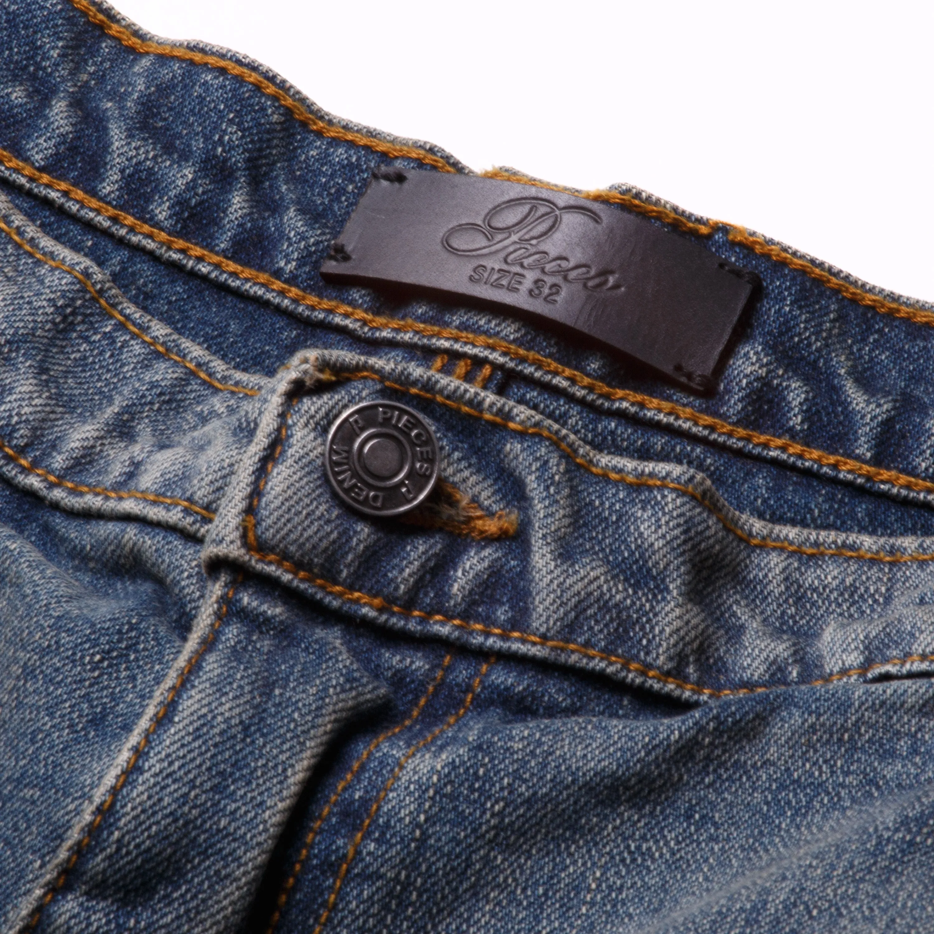 Pieces Harvey Split Carpenter Short Washed Indigo