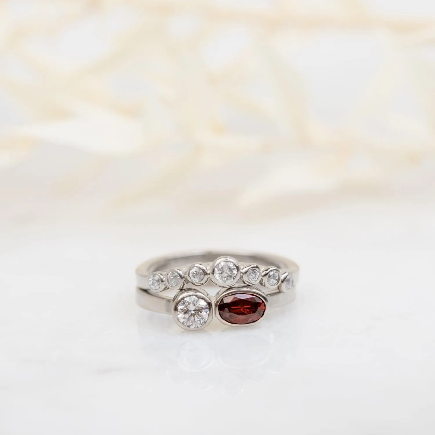 Ruby and Diamond Ring With Diamond Halo Band