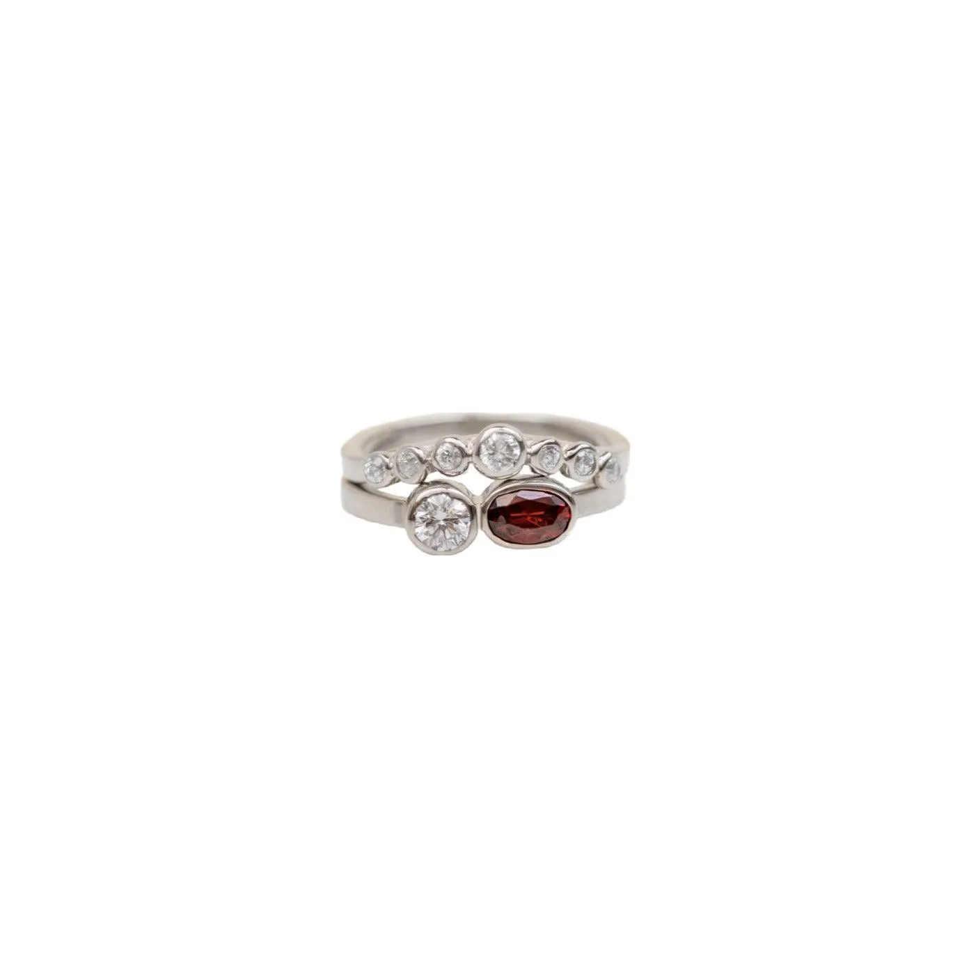 Ruby and Diamond Ring With Diamond Halo Band