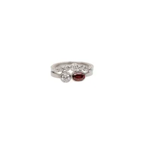 Ruby and Diamond Ring With Diamond Halo Band