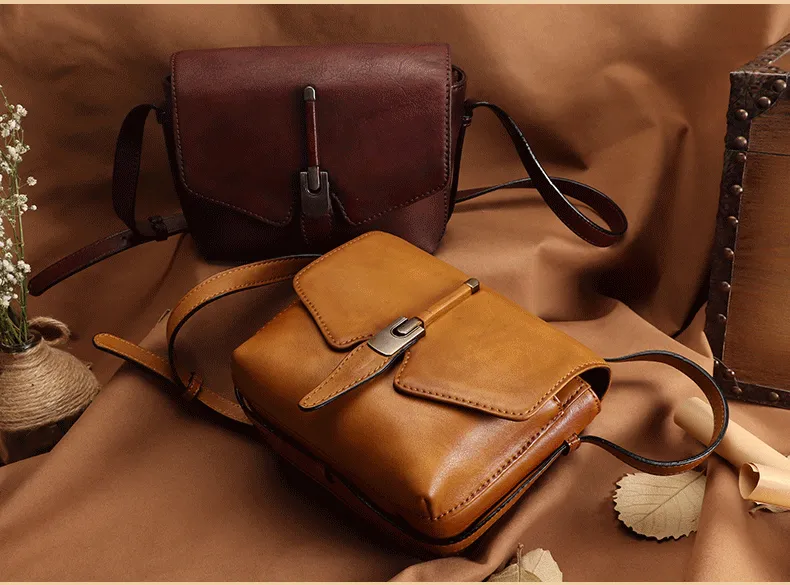 Small Womens Vintage Leather Crossbody Bag Side Bags For Women