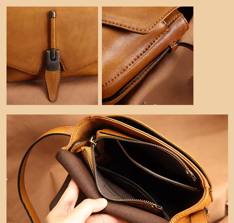 Small Womens Vintage Leather Crossbody Bag Side Bags For Women