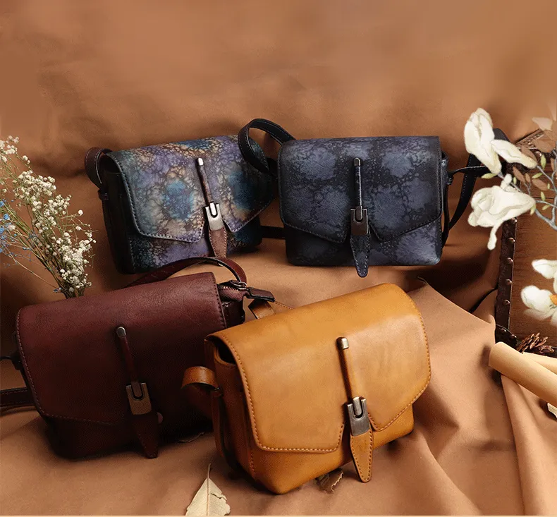 Small Womens Vintage Leather Crossbody Bag Side Bags For Women