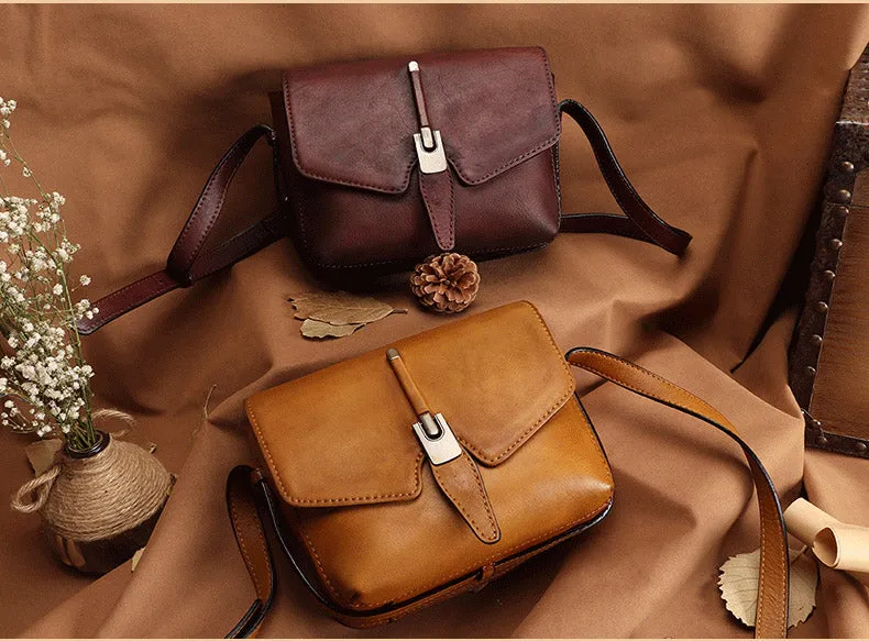 Small Womens Vintage Leather Crossbody Bag Side Bags For Women