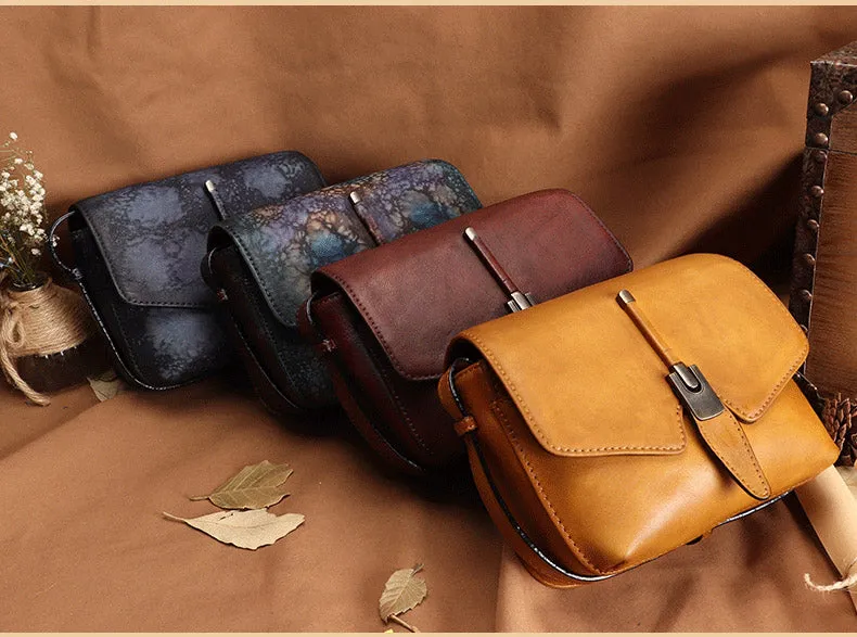 Small Womens Vintage Leather Crossbody Bag Side Bags For Women