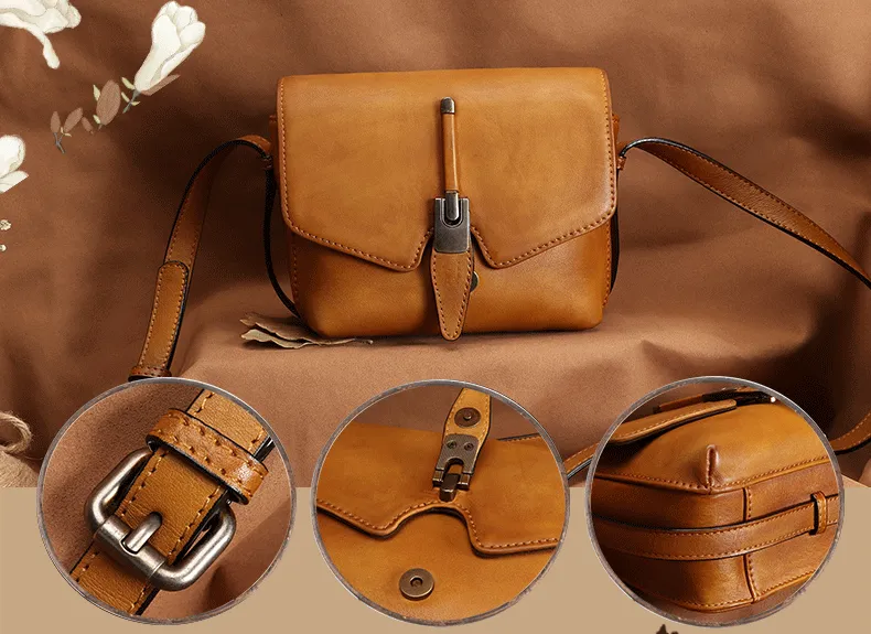 Small Womens Vintage Leather Crossbody Bag Side Bags For Women