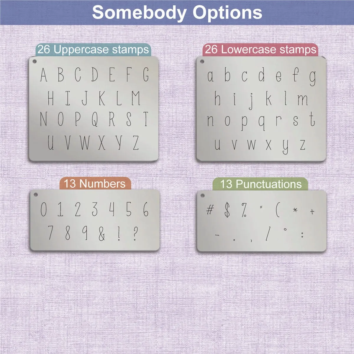 Somebody Letter Metal Stamps, full Alphabet.