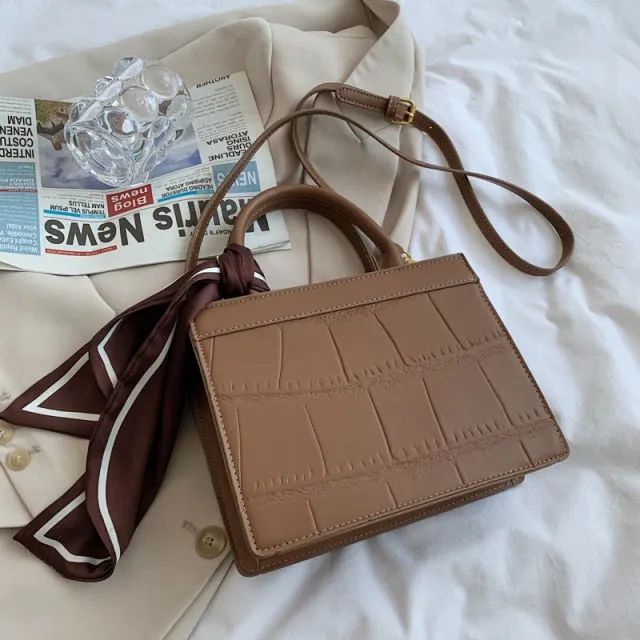 Stone pattern Faux leather Tote Handbag