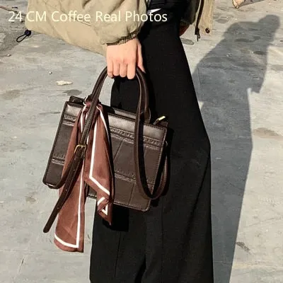 Stone pattern Faux leather Tote Handbag