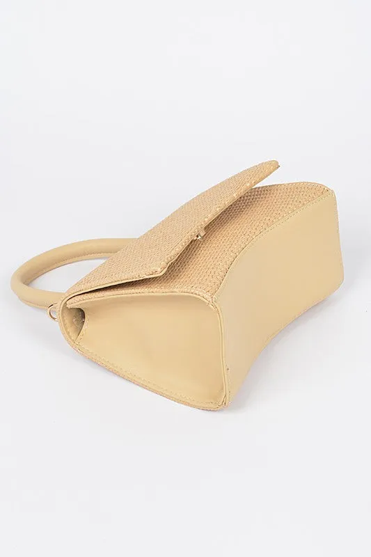 TEEK - Faux Straw Top Handle Crossbody Swing Bag