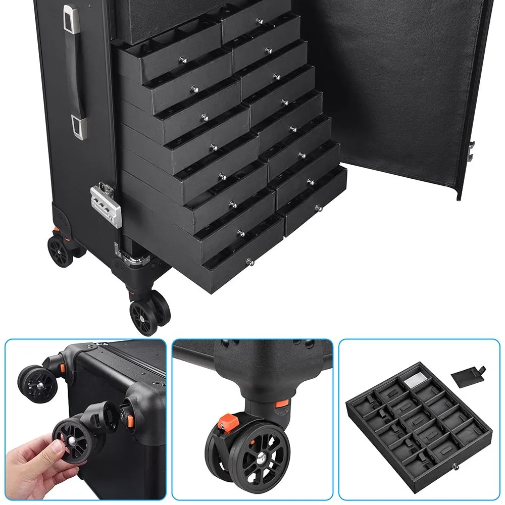 TheLAShop Jewelry Rolling Case with 20 Trays TSA Locks Vendor Display Case