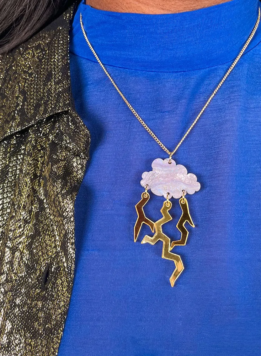 Thunderstorm Cloud Necklace - Gold