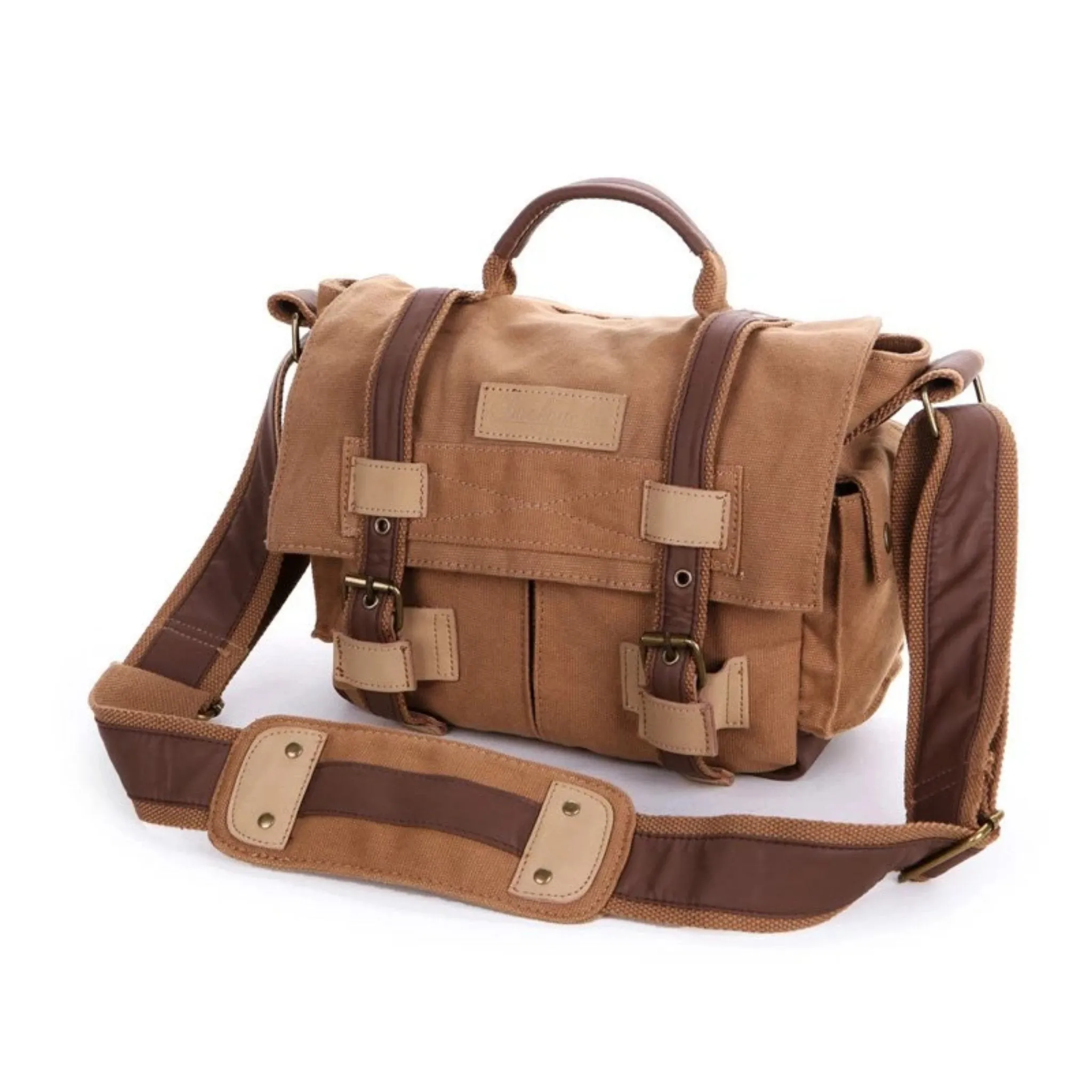 Waxed Canvas DSLR Camera Messenger Bag, Diaper Bag - Large