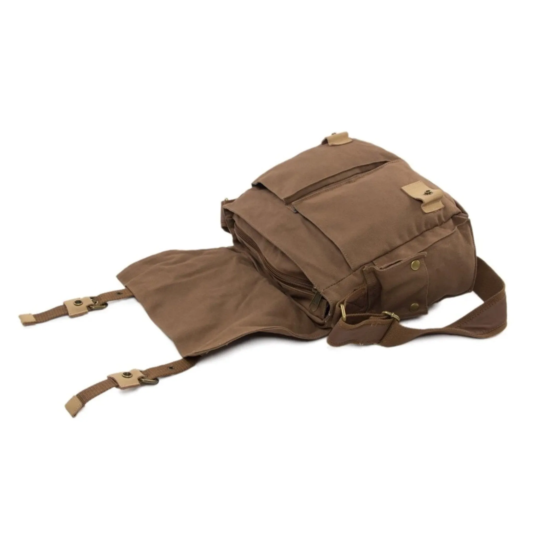 Waxed Canvas DSLR Camera Messenger Bag, Diaper Bag - Large