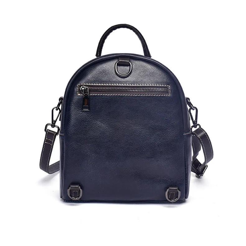 Women's Mini Leather Convertible Backpack Crossbody Bag Leather Rucksack For Women