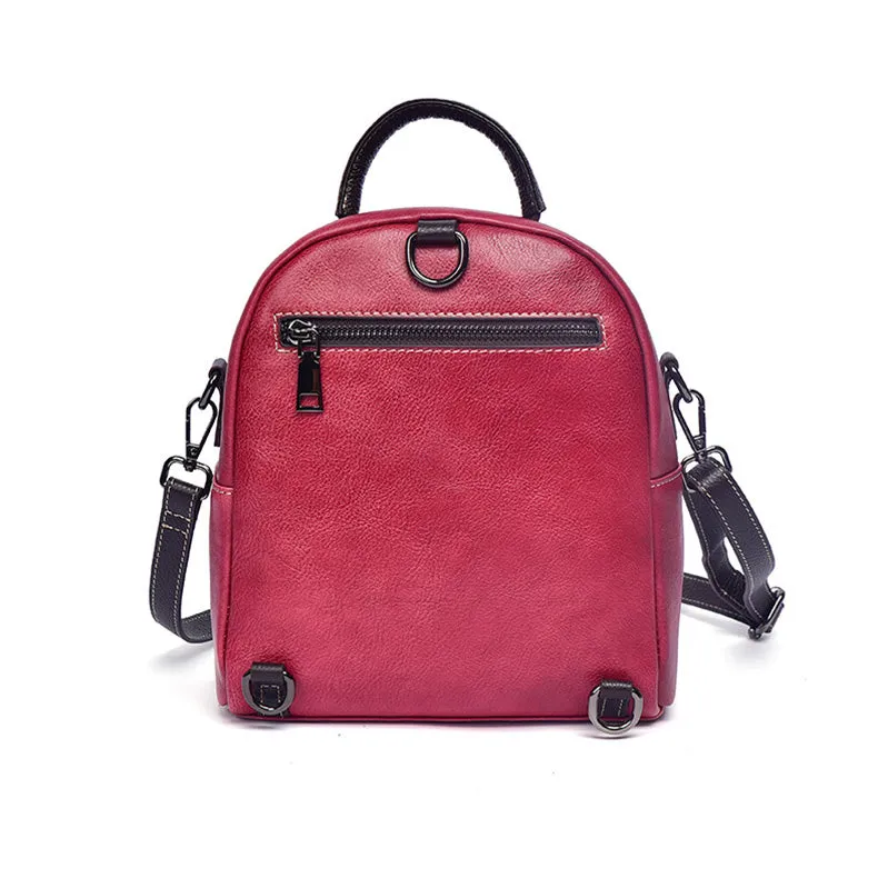 Women's Mini Leather Convertible Backpack Crossbody Bag Leather Rucksack For Women