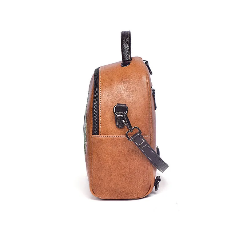 Women's Mini Leather Convertible Backpack Crossbody Bag Leather Rucksack For Women