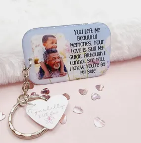 you left me beautiful memories personalised photo keyring, verse keyring, keepsake